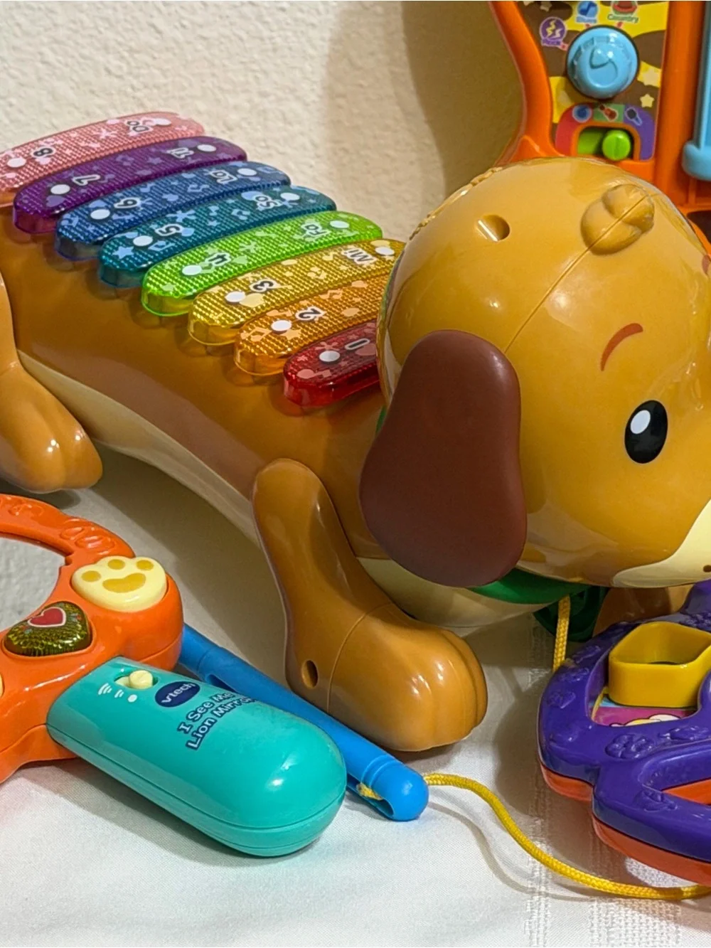 7 Pc Lot VTech Electronic Toys Guitar Ball Magic Mirror Flashlight Xylophone